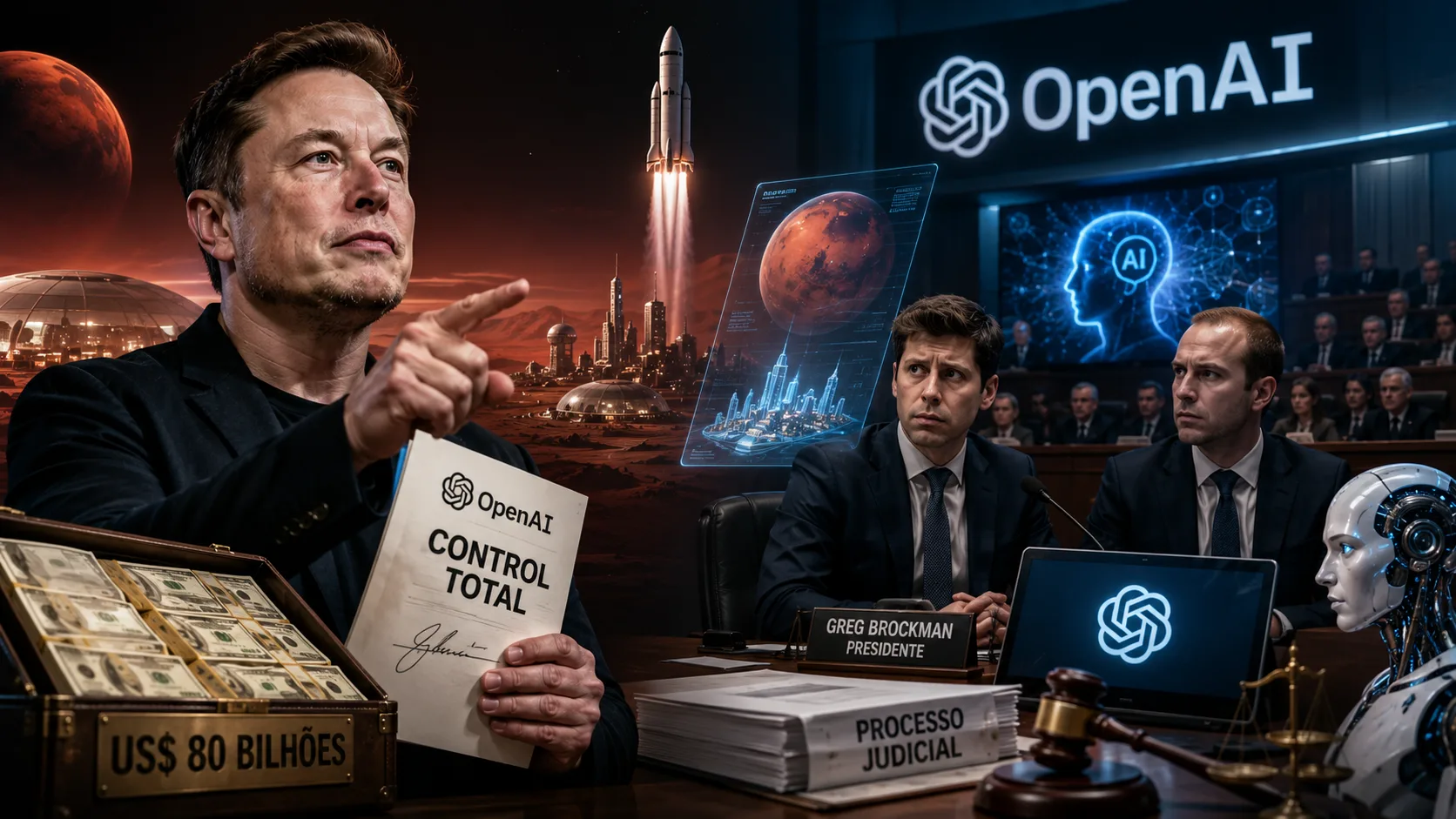 Greg Brockman, presidente da OpenAI, durante o julgamento que expõe detalhes sobre Elon Musk.