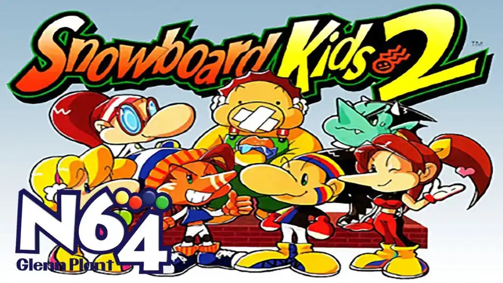 Screenshot do jogo Snowboard Kids 2, com personagens em uma pista de neve, representando o clássico do Nintendo 64 que foi 100% descompilado.