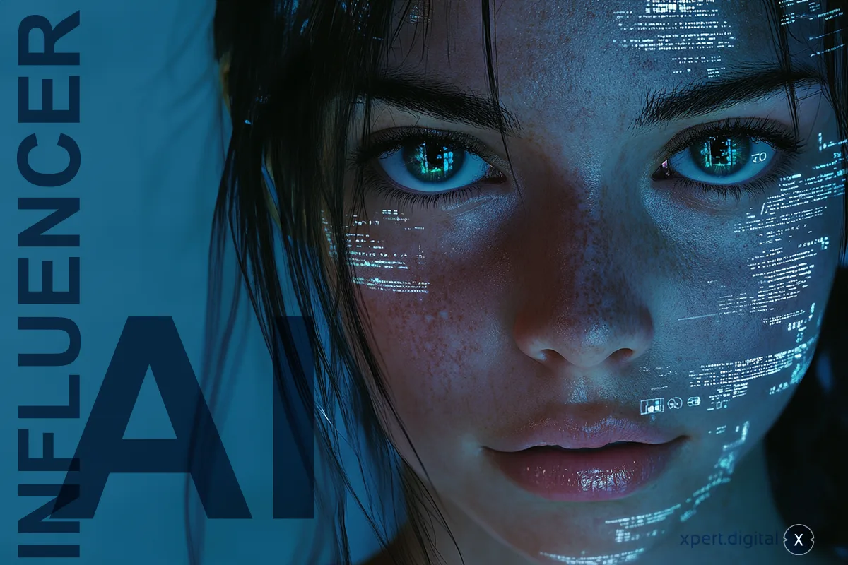 Um influenciador digital gerado por inteligência artificial, representando a fusão de tecnologia e criação de conteúdo.