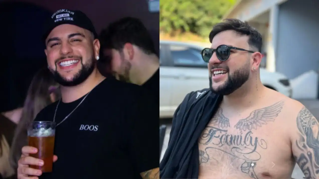 Imagem de Felipe Evangelista, influenciador digital, em preto e branco.