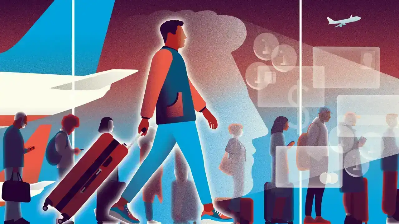 Imagem ilustrativa de vários robôs ou elementos de inteligência artificial trabalhando em equipe, simbolizando a orquestração de agentes de IA.