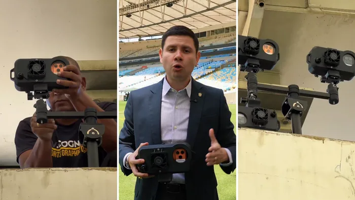 Campo de futebol do Maracanã com 28 câmeras instaladas para o sistema de impedimento semiautomático com iPhones.