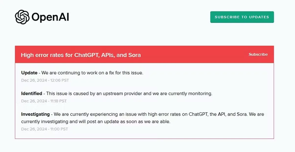 Logo do ChatGPT com ícone de alerta ou erro, representando problemas de instabilidade na plataforma de inteligência artificial.