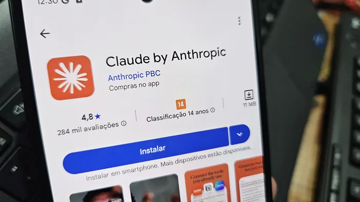Logotipo do Claude, chatbot de inteligência artificial da Anthropic, sobre fundo escuro.