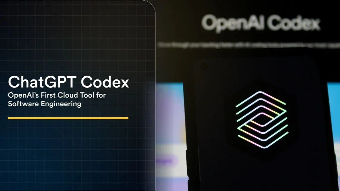 Representação visual de uma inteligência artificial assistindo um programador, com linhas de código fluindo ao fundo. O ícone da OpenAI pode ser visível em algum elemento da imagem.