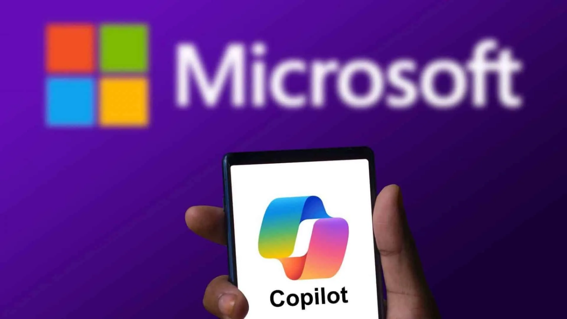 Logotipo do Microsoft Copilot flutuando em um ambiente digital futurista, representando as novas capacidades de IA.