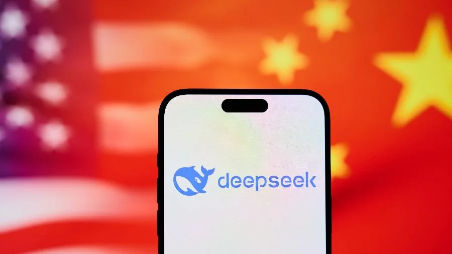 O símbolo da DeepSeek, uma startup chinesa, representa a crescente competitividade no campo da Inteligência Artificial.
