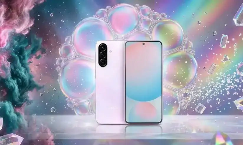 O Galaxy A57 da Samsung, um smartphone intermediário com foco em inteligência artificial e design premium, exibido em um fundo neutro.