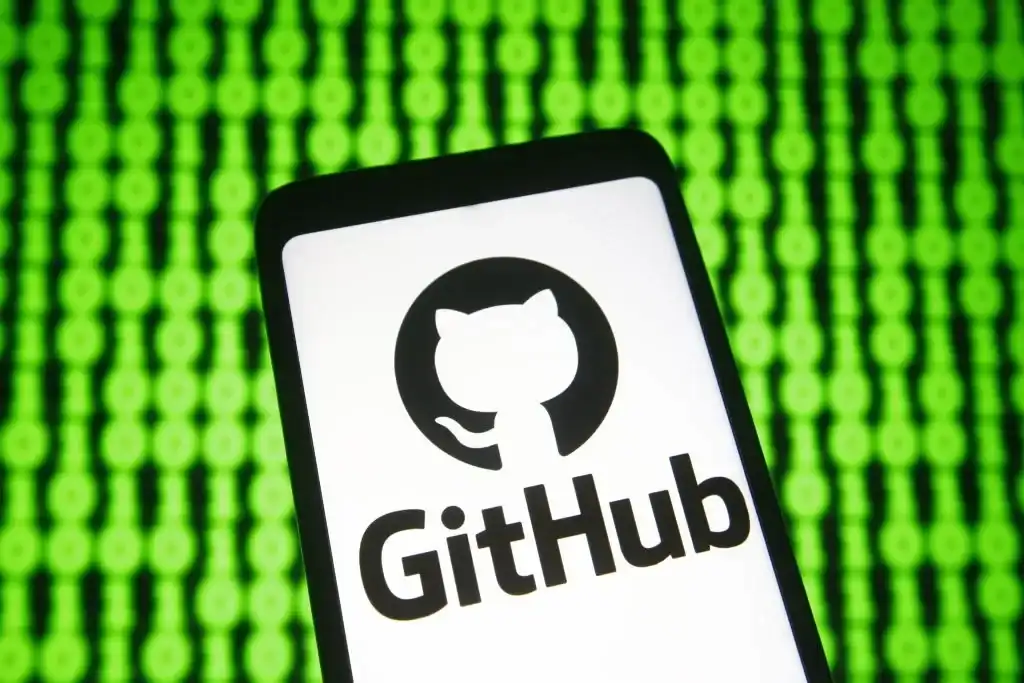 Capa de matéria mostrando o logo do GitHub sobreposto a um fundo com linhas de código e elementos visuais que remetem à inteligência artificial e desenvolvimento.