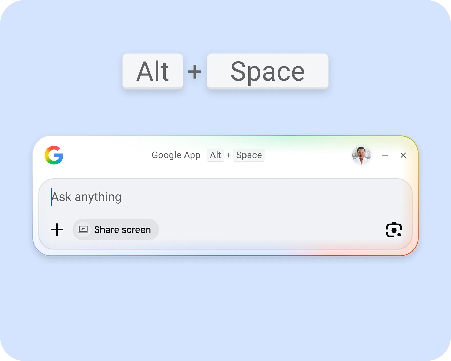 Interface do aplicativo Google Search para Windows, mostrando a barra de pesquisa e resultados web com o Modo IA ativado.