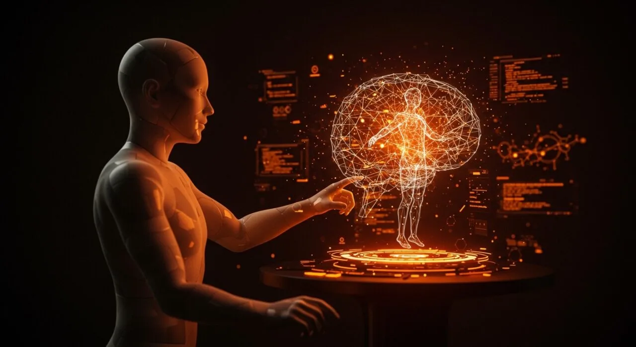 Interface digital representando um Large Language Model (LLM) da Guide Labs, simbolizando a arquitetura do Steerling-8B e sua busca por interpretabilidade.