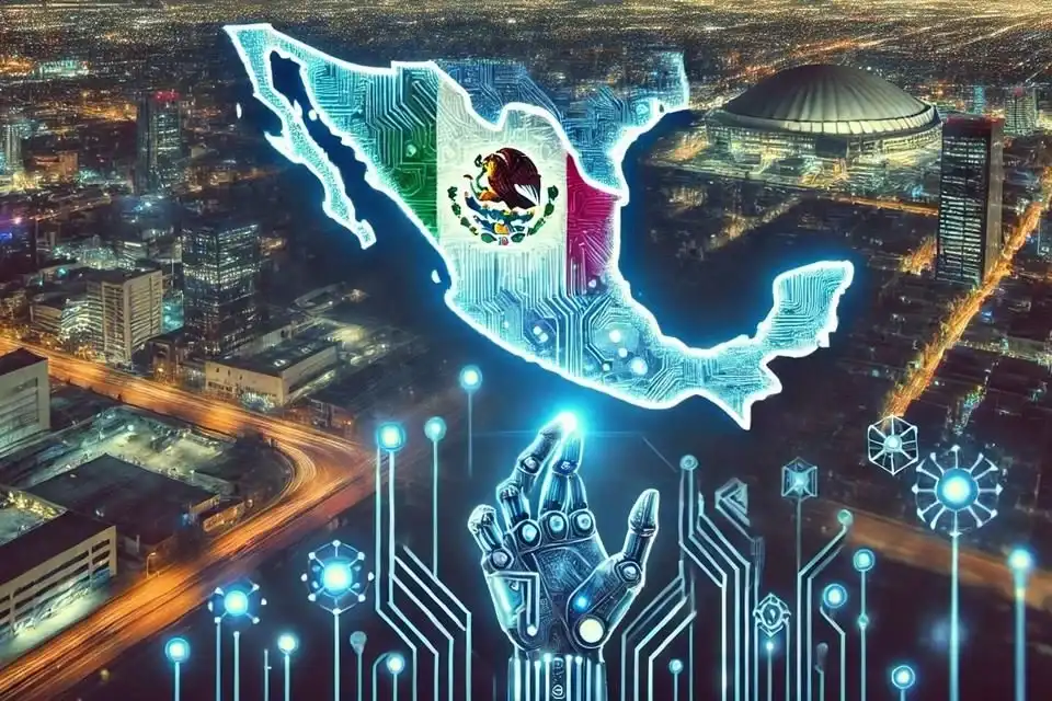 Imagem de um hacker usando um computador em ambiente escuro, com símbolos de inteligência artificial e cadeados digitais flutuando ao redor, representando a ameaça da IA em ciberataques.