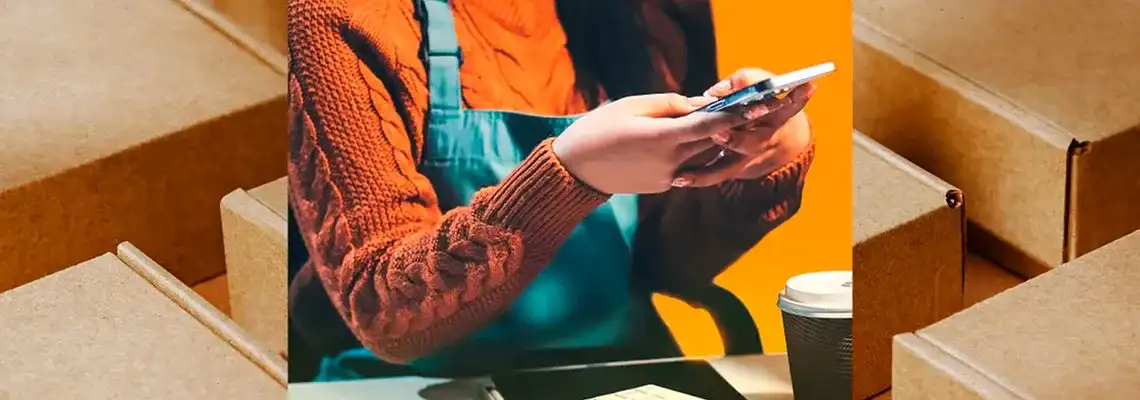 Close-up de uma tela de computador exibindo uma interface de IA, com gráficos e links de fornecedores, simbolizando a otimização do sourcing de produtos para vendedores online.