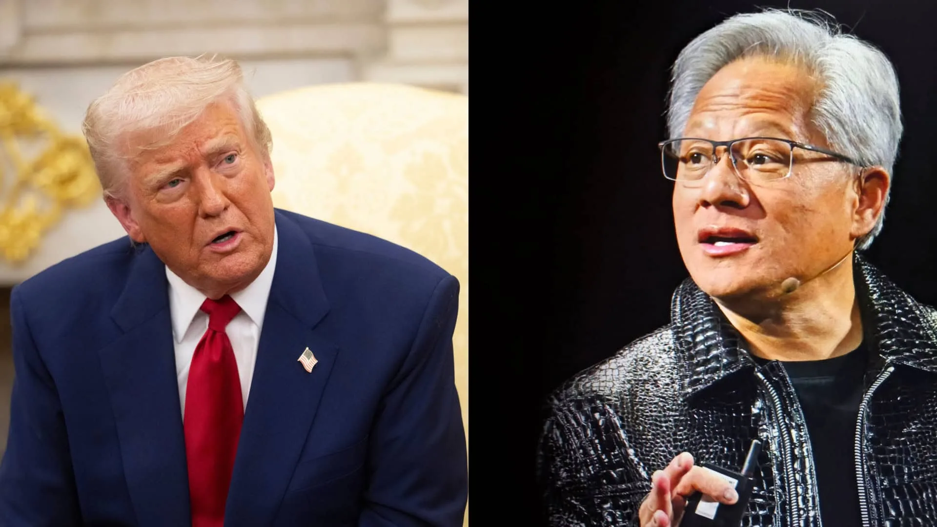 Jensen Huang, CEO da Nvidia, em comitiva de Donald Trump na China, em meio a tensões sobre tecnologia e IA.