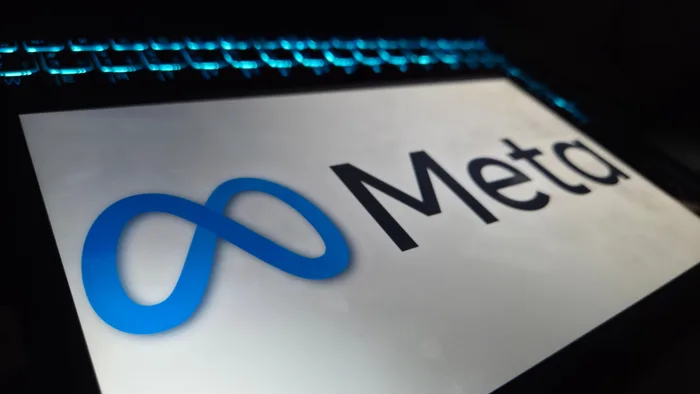 Gráfico de ações ou ilustração abstrata representando o crescimento e a inovação em inteligência artificial no contexto da Meta.