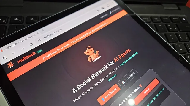 Ilustração de bots interagindo em uma rede social digital, representando a Moltbook e suas criações inusitadas.