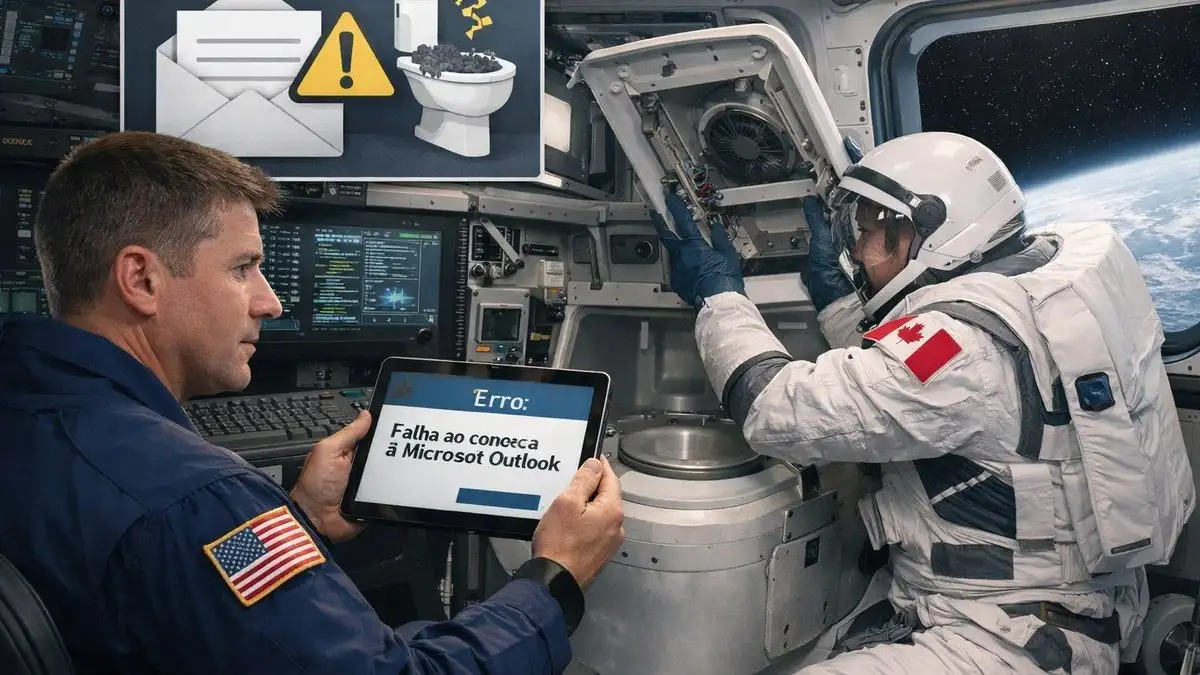 Close-up de um chip de computador avançado dentro de um ambiente de teste de laboratório, simbolizando a tecnologia tolerante a falhas da NASA para a missão Artemis II.