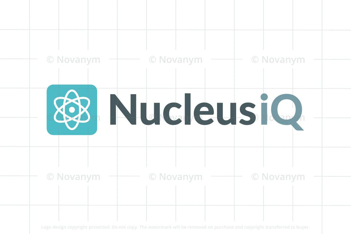 Logo do NucleusIQ sobre um fundo tecnológico com referências de código e inteligência artificial