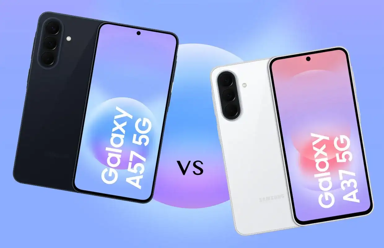 Close-up da traseira de um smartphone Samsung Galaxy A57 com um detalhe de câmera, realçando o design elegante e moderno.