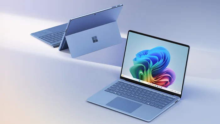 Representação visual da funcionalidade 'Cross Device Resume' do Windows 11, mostrando um fluxo de trabalho contínuo entre um laptop e um smartphone Android.